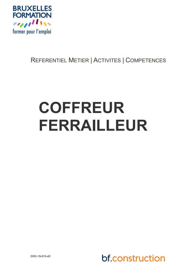 Référentiel métier activités compétences coffreur ferrailleur