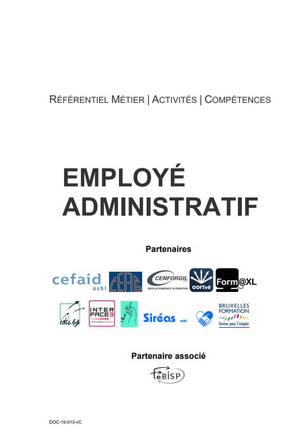 Référentiel métier activités compétences employé administratif
