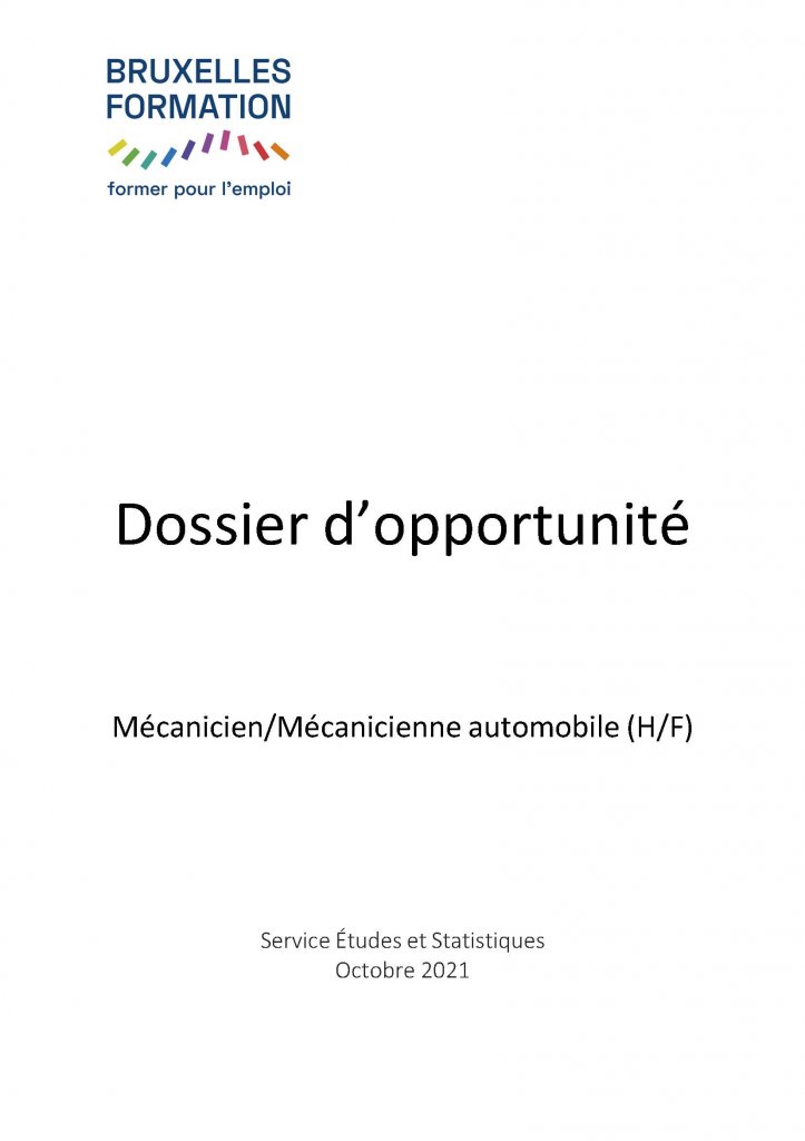 Dossier d’opportunité Mécanicien/Mécanicienne automobile