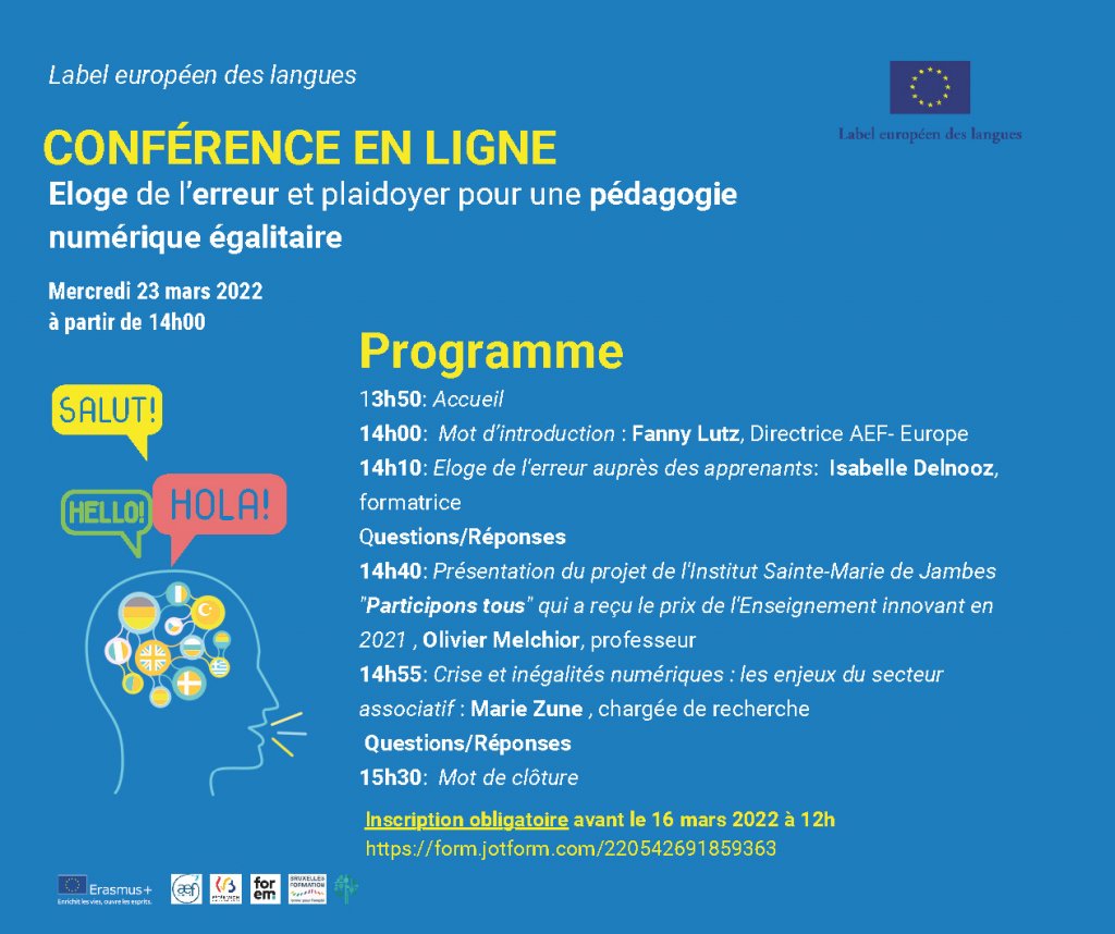 Le label européen des langues propose une conférence en ligne gratuite